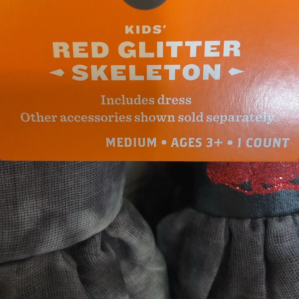 Niñas Hyde & Eek Rojo Brillo ESQUELETO Vestido Halloween Disfraz Talla Grande 10-12 Foto 2 de 4