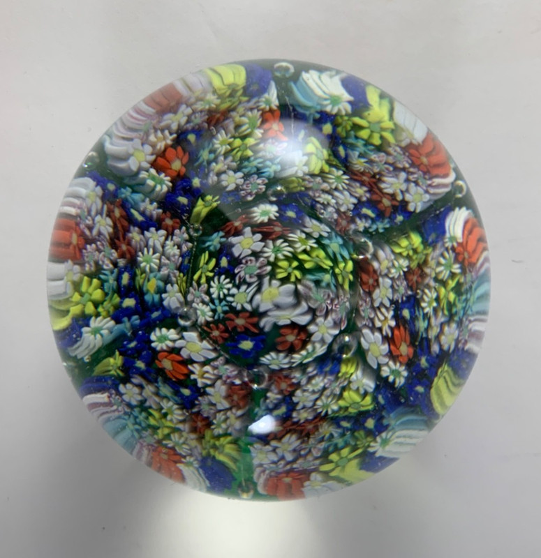 Rare Vintage Art Glass Paperweight - very intricately detailed flowers