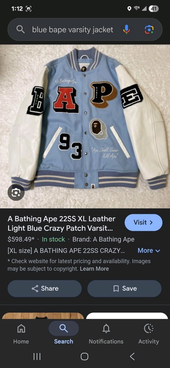 BAPE Crazy Patch Varsity Jacket Size L | eBay