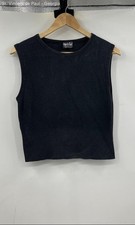 Objects Dart Sleeve Less Crop Top Shirt Women's Large Black Made In USA