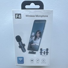 Wireless Plug  Play Microphone 2-Mic Set, Lightning for iPhone, Black F4