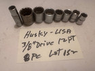 MADE USA VINTAGE HUSKY LOT OF 8 - 3/8" DRIVE 12 POINT STANDARD SOCKETS — photo 7