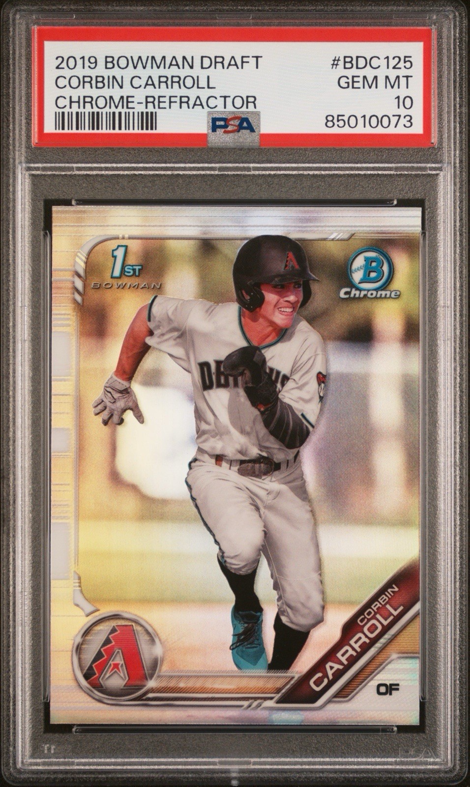 2019 Bowman Draft Chrome Refractor #BDC 125 Corbin Carroll RC PSA 10 GEM MINT