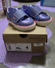 See Kai Run Toni Sneaker Purple Metallic Hook Loop Strap Size 4 EU 19