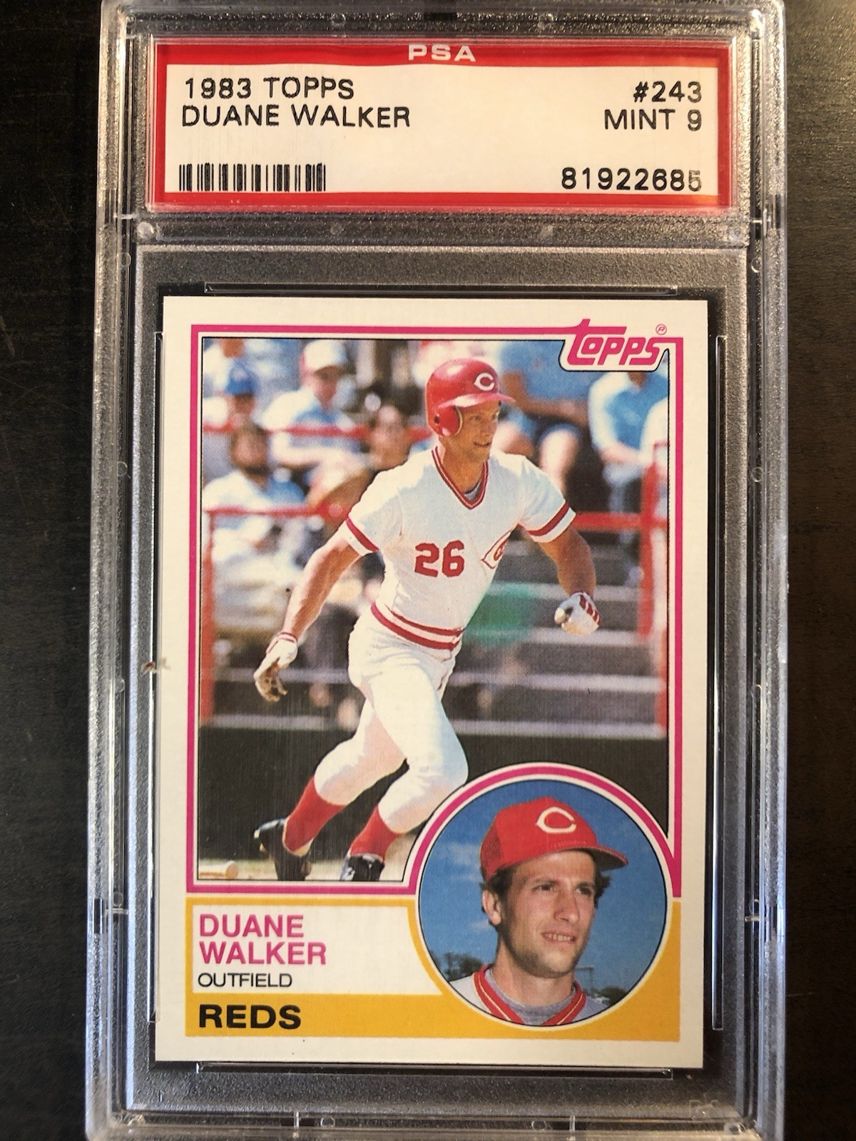 1983 TOPPS #243 DUANE WALKER REDS PSA 9