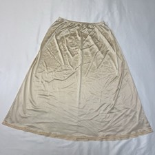 Vintage Vanity Fair Half Slip Maxi Skirt Medium SS Beige Nylon Lace Bottom 28  