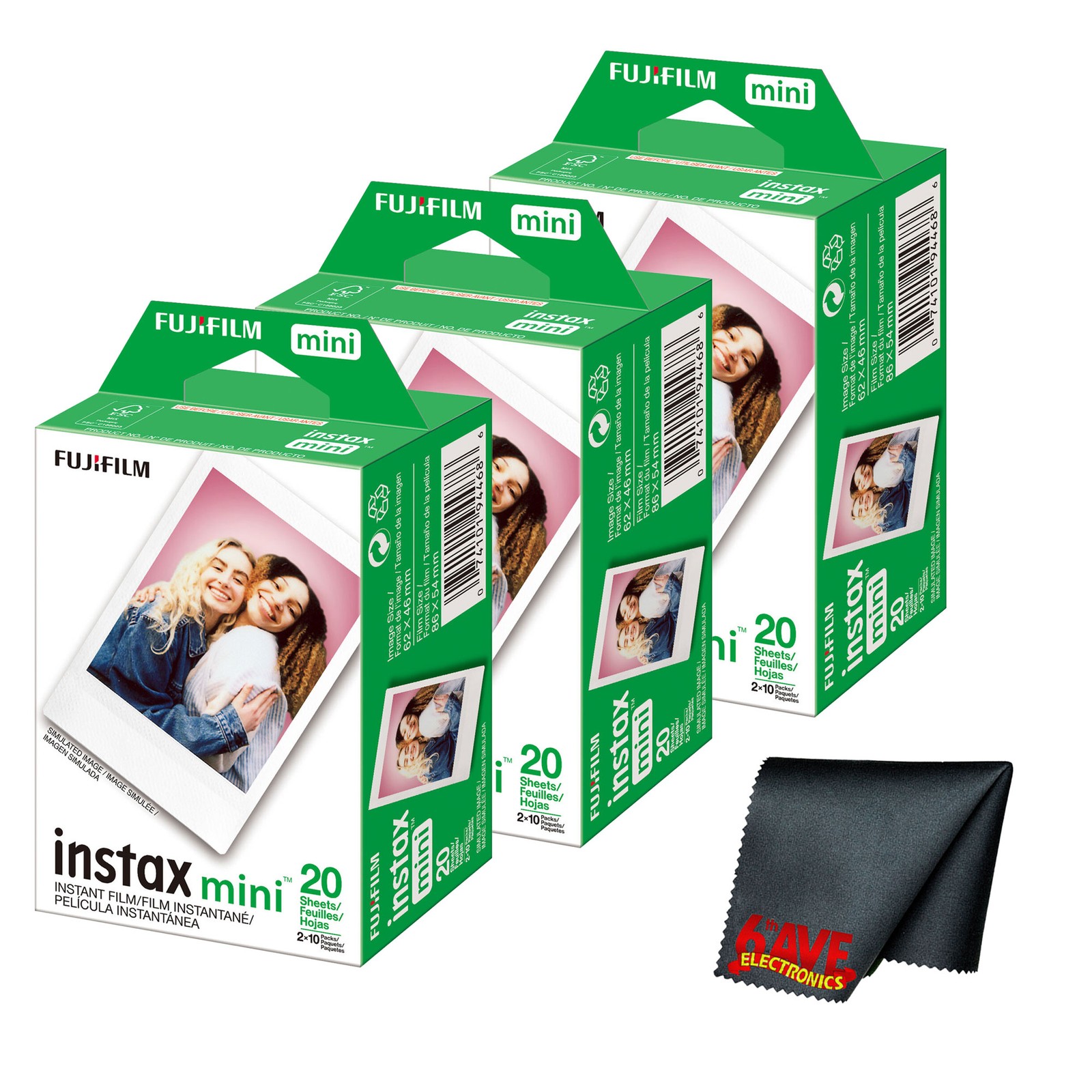 Fujifilm Instax Mini Film 60 Exposures with Free Cleaning Cloth-image