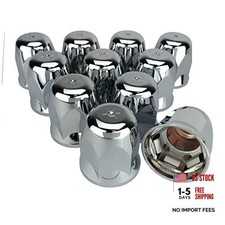 10 Alcoa 33mm Chrome Push On Hex Lug Nut Cover with Flange, Interior Metal