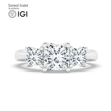 Princess Diamond Trilogy Ring 14k White Gold Labgrown 2 Ct Solitaire