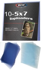10 BCW Premium 5x7 Toploaders & 10 Soft Inner Sleeves Rigid Card Photo Storage