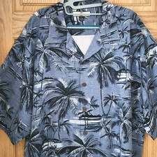NEW NWOT Tommy Bahama Shirt Mens XL Blue Hawaiian Silk Button Up Short Sleeve