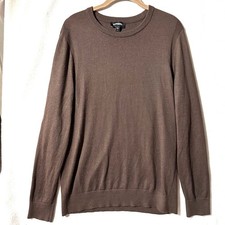 Express Men's Sweater M Medium Pullover Brown Merino Wool