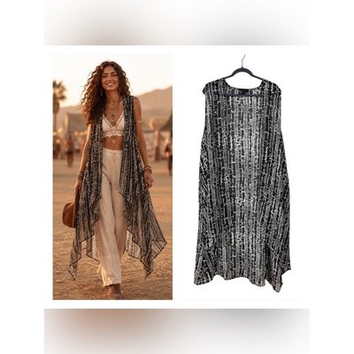 Women Bohemian Sheer Duster Cardigan Wrap OS Missy Coachella Festival Whimsigoth