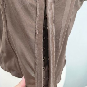 Cacique 26/28 Brown Mesh Corset Bustier Leopard Trim Bows Lingerie Sheer Stretch