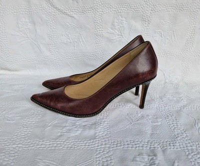 Coach ''Smith Beadchain'' Damen-Pumps weinrot spitz zulaufend Leder ~ UK 6/US 9B.