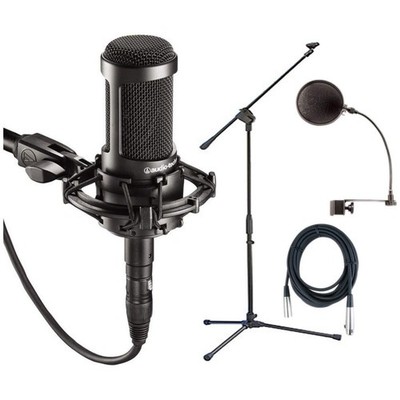 Audio Technica AT2035 Condenser Mic+Shock Mount Pack +Pop Filter+Cable+Stand