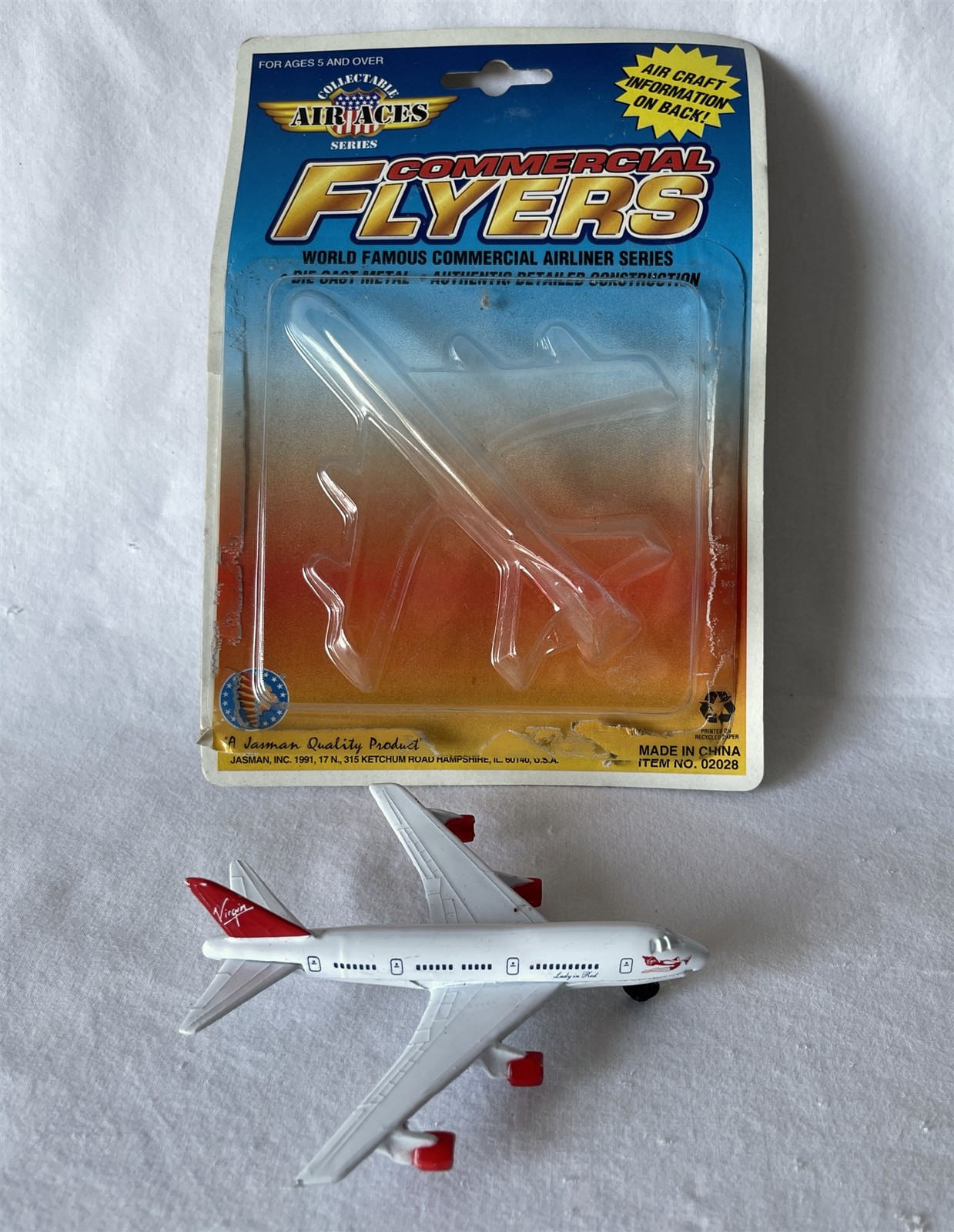 Vintage 1991 Jasman Air Aces Commercial Flyers Diecast Boeing 747 Toy Plane