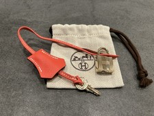 Hermes Gold Cadena Lock 114 w/Key Red Clochette Dust Bag Authentic