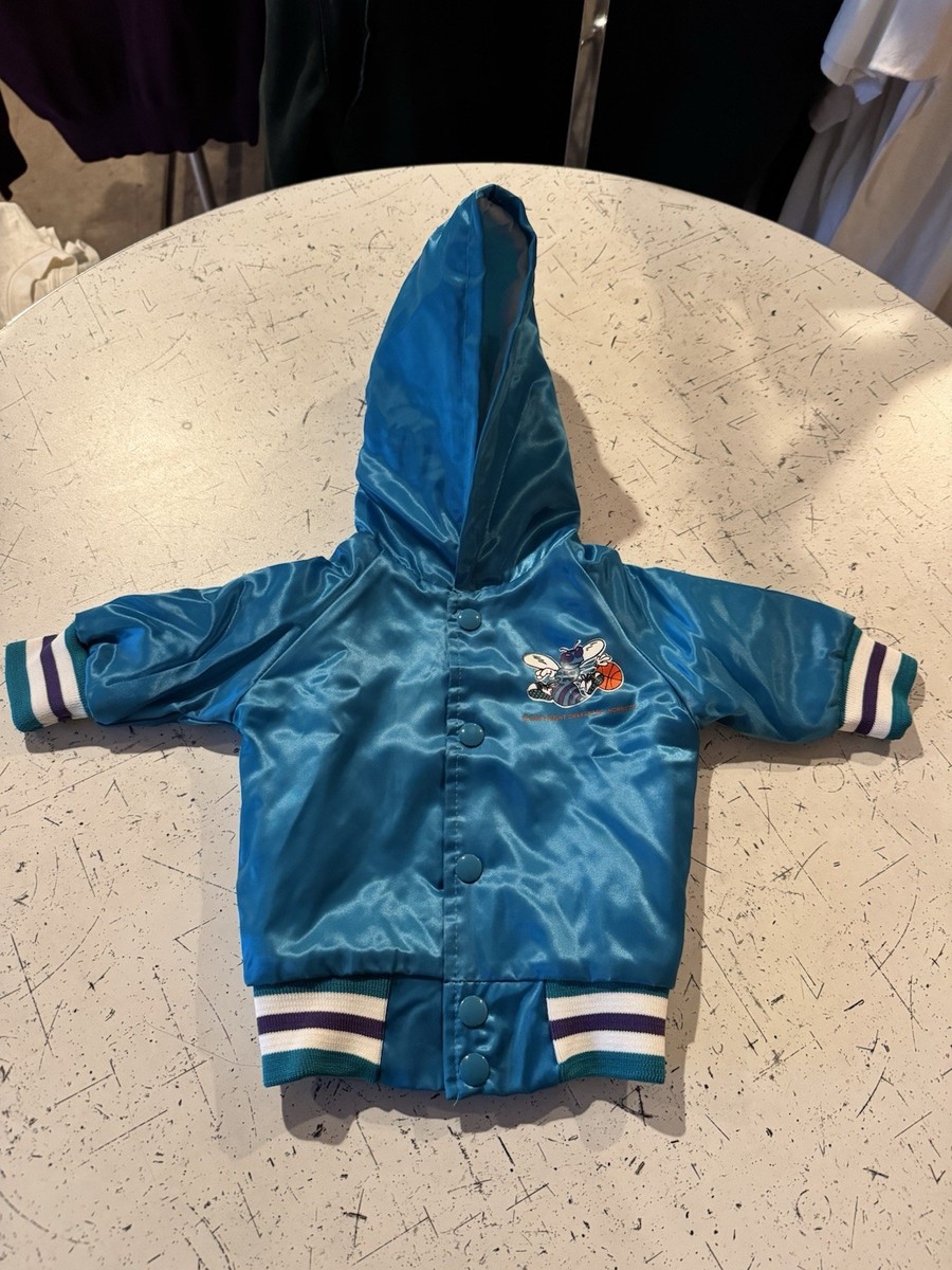 Vintage 90's Chalk Line Baby Hooded Satin Charlotte Hornets Jacket