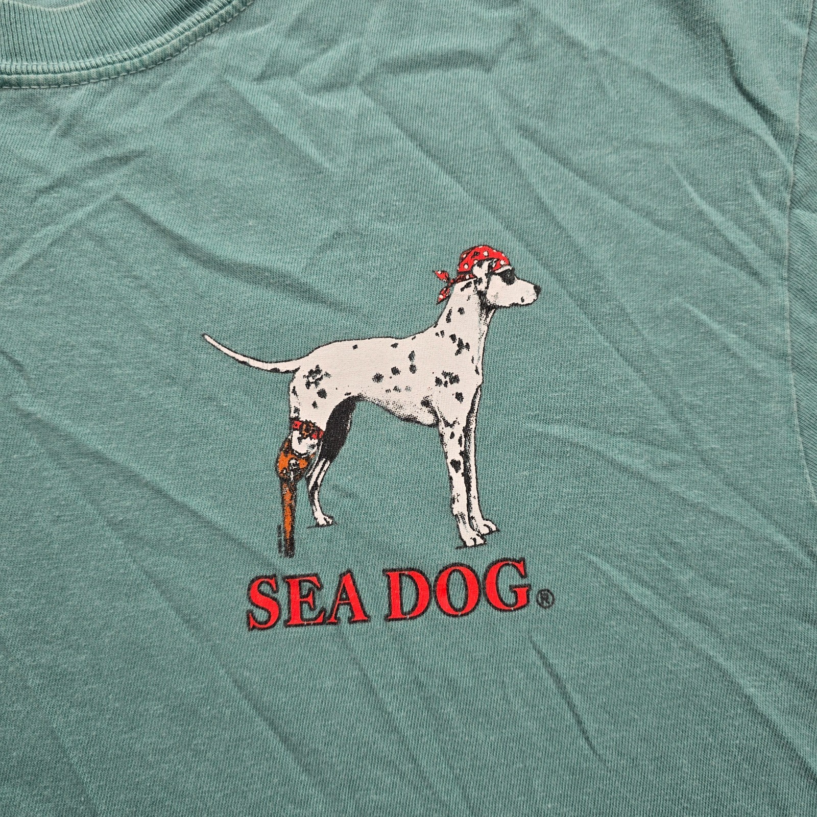 Sea Dog Tshirt Mens Large Green The Ocean Is Calling Aruba Dutch Caribbean