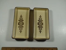 Lot of 2 Pfaltzgraff Village 716 51 Relish / Cheese Tray - 7.5" X 3.5" Stoneware