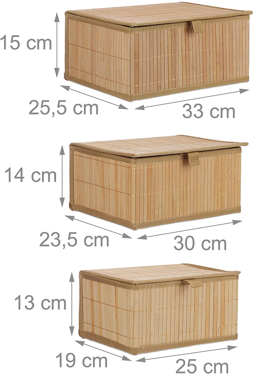 Set de 3 paniers en bambou nature Helloshop26