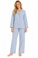 Ladies 100% Cotton Striped Pyjama Set Long Sleeve Relaxed Fit PJ’s RRP £24