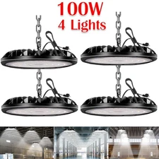 4 Pack 100W UFO LED High Bay Light Factory Warehouse Commercial Light Fixtures