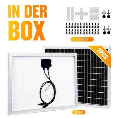 200W 12V Solarmodul Solarpanel Monokristallin Balkonkraftwerk Wohnmobil Camping