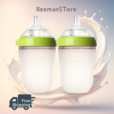 Comotomo Baby Bottle Double Pack Green 8oz 2 Bottles in each Pack Free Shipping
