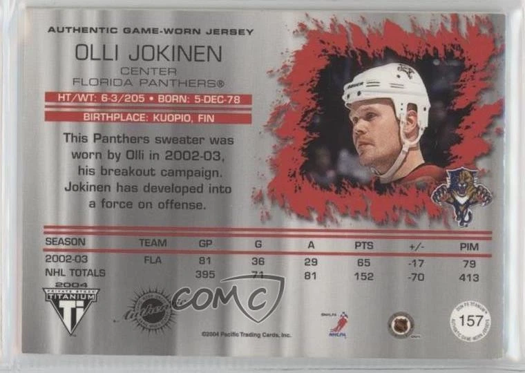 2003-04 Pacific Private Stock Titanium Hobby Jersey Number /50 Olli Jokinen #157 - Image 2 of 2