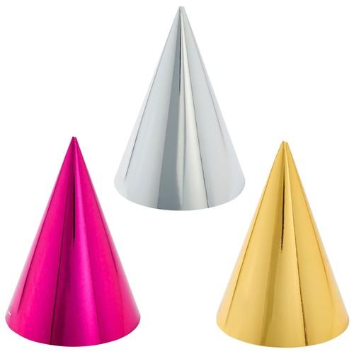 50 Pack Birthday Party Cone Hats for and Adults, Bulk Set in 5 Colors (Metall... - Bild 7 von 8