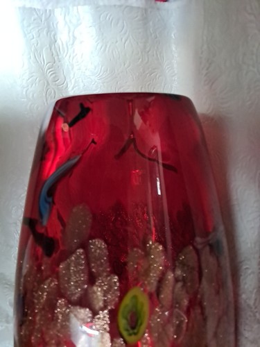 Italian Murano Red Millefiori Hand Blown Glass Vase 16 3/4" 14lb Armi? Anri? - Picture 10 of 16