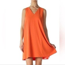 ALICE + OLIVIA V Neck Tent Dress Orange Sleeveless Size 4 Swing Colorful Basic
