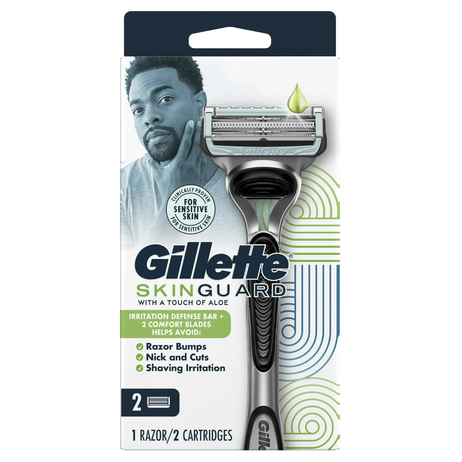 Gillette SkinGuard Men's Razor Handle and 2 Blade Refills