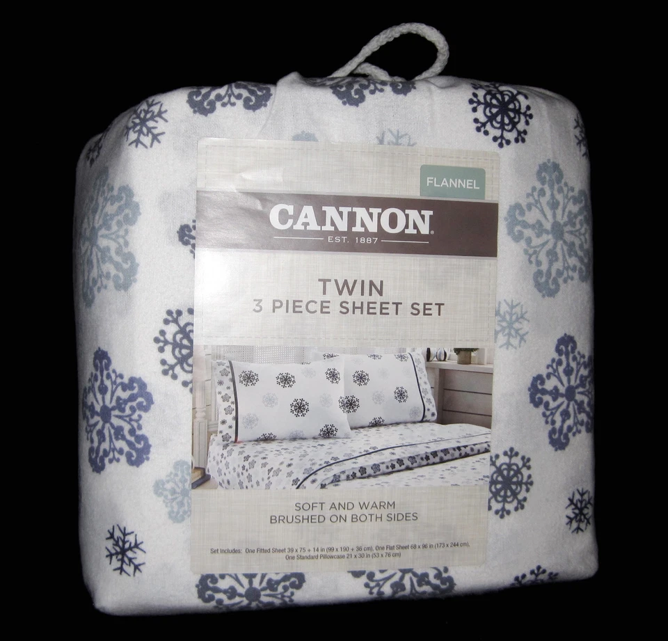 双炮 - 蓝色和灰色雪花雪花白色法兰内尔鞋套装 — 第 3/4 张图片