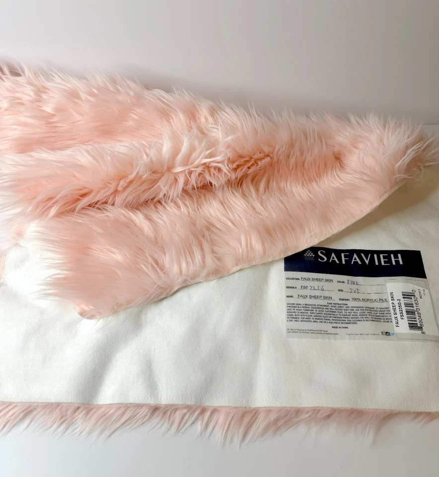 SAFAVIEH Faux Sheep Skin Collection FSS235G Pink Rug 2'X3' Photography - Image 3 of 3