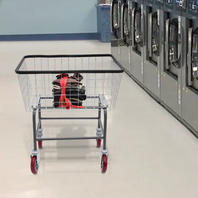 Commercial Laundry Basket Cart Steel Wire Laundry Cart Laundry Basket & Wheels