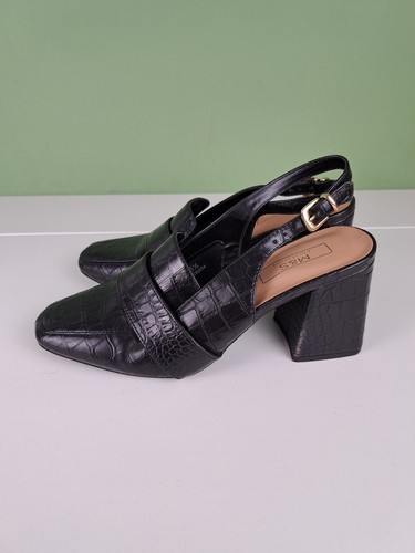 Slingbacks M&S COLLECTION in pelle nera effetto coccodrillo taglia 5,5 - Foto 3 di 8