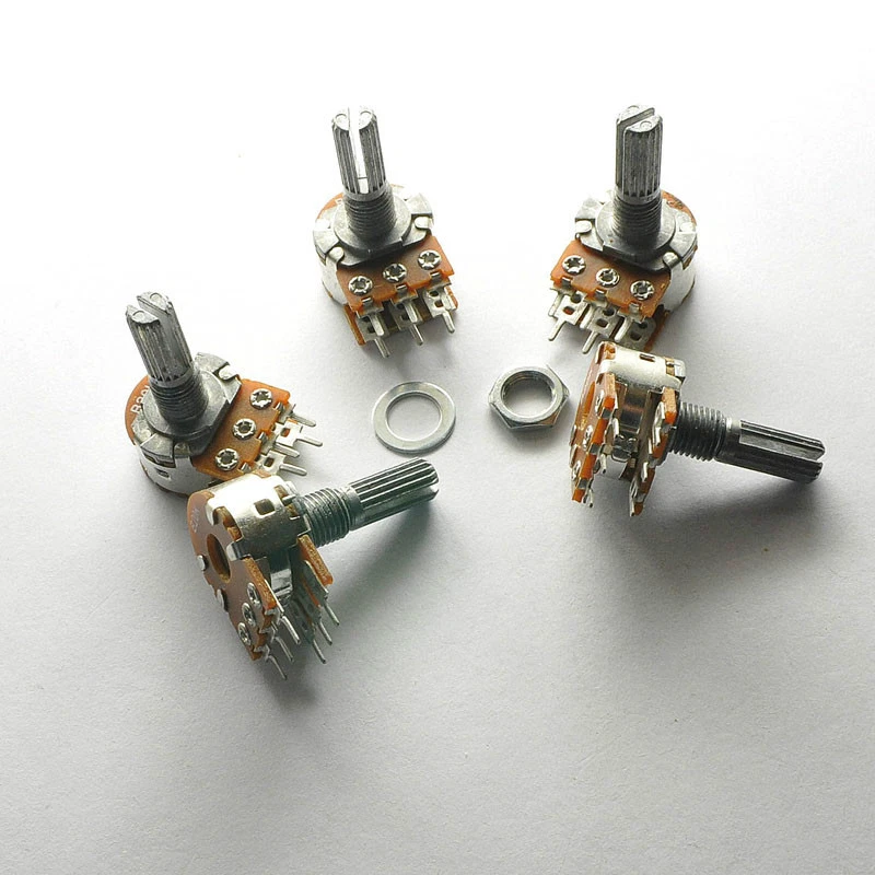 5Pcs B250K 250K WH148 15mm 6 Pin Dual Stereo Linear Potentiometer Double Rotary - Image 3 of 4