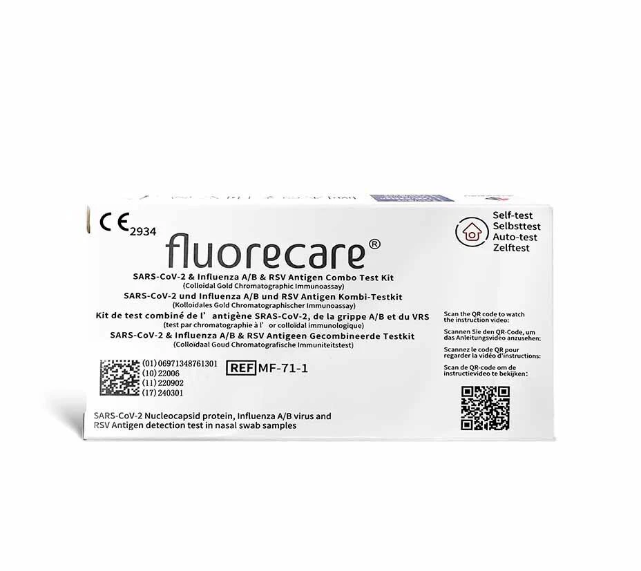 Fluorecare 4in1 Schnelltest Influenza RSV Virus Antigen Laien Haltbar 5/26 Test