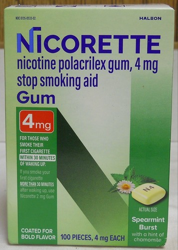 Nicorette Spearmint Burst 4mg Coated Gum 100 Pieces (New Style Package)