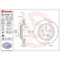 Brembo 2X Bremsscheibe Hinten 300 InnenbelüFtet FüR Mercedes-Benz 09.9738.11