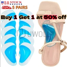 5 Pair Arch Support Shoe Insoles Plantar Fasciitis Gel Sticky Reusable Cushionss