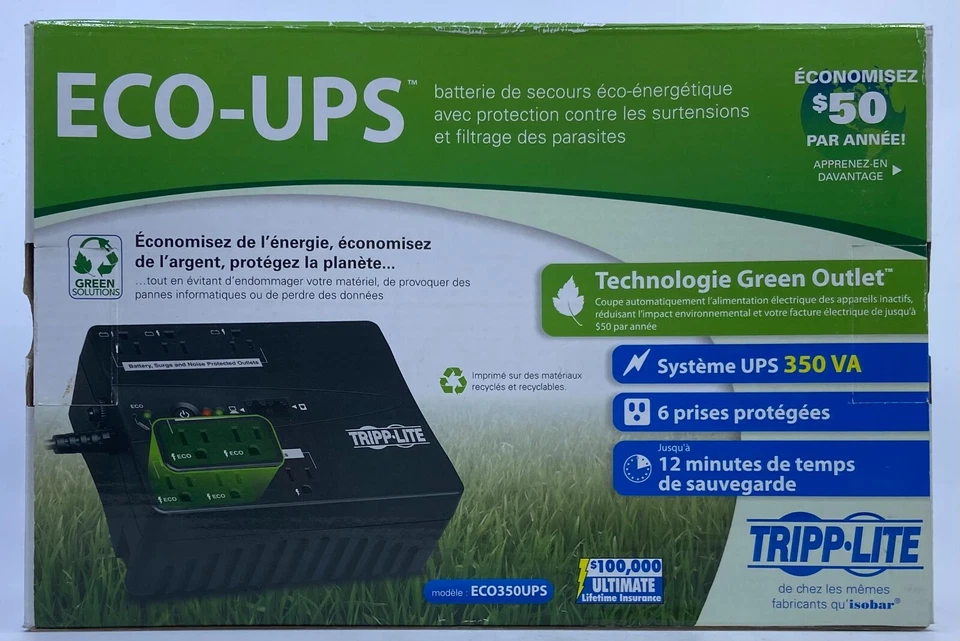 Tripp Lite ECO Series Green 350VA UPS 120V with USB RJ11 6 Outlet ECO350UPS - Image 4 of 4