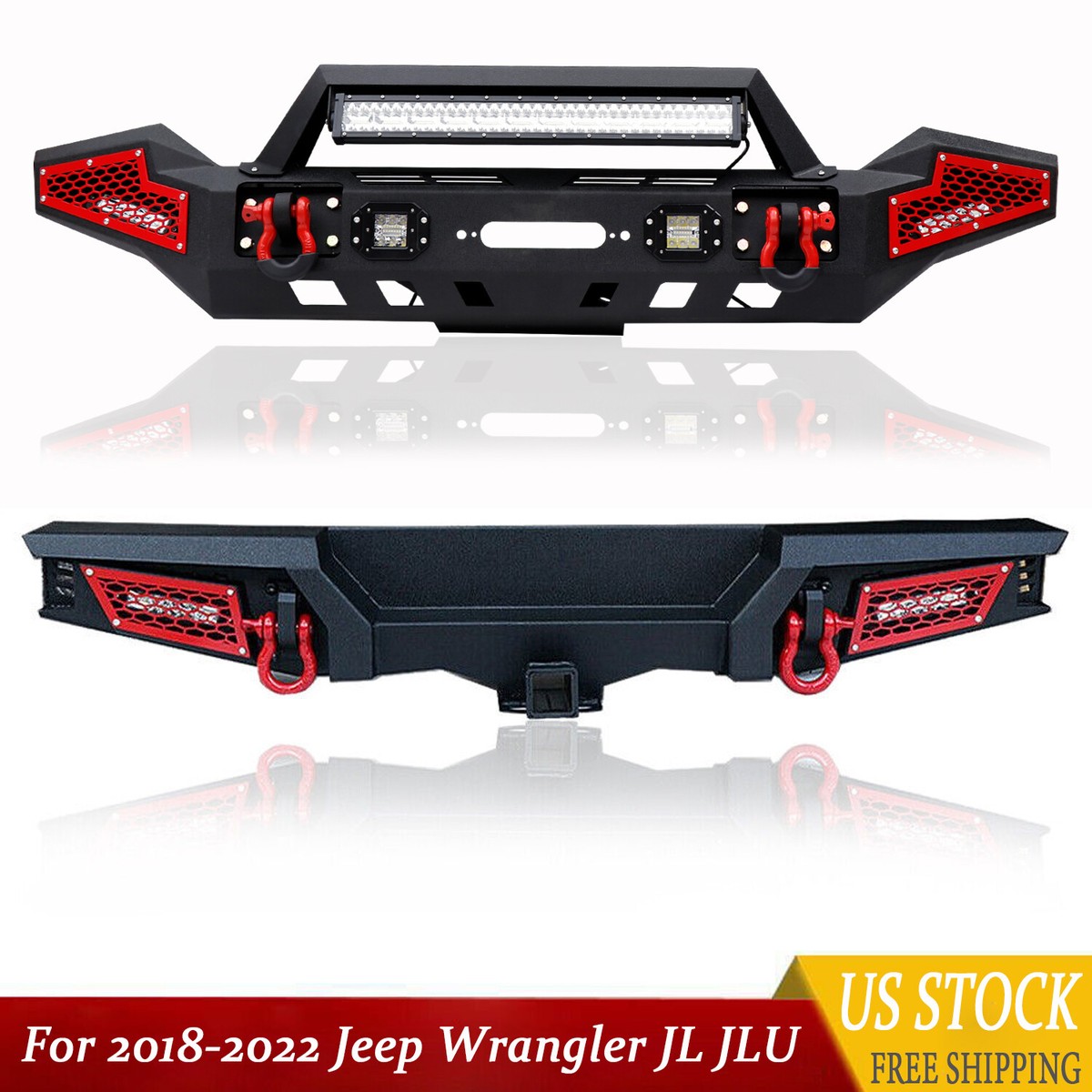 Jeep Front Bumper Heavy Duty Front Bumper With LED Lights For Jeep ...