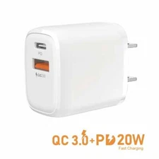PD 20W USB Type C Fast Charger Power Adapter Dual Port Quick Charge Wall Charger