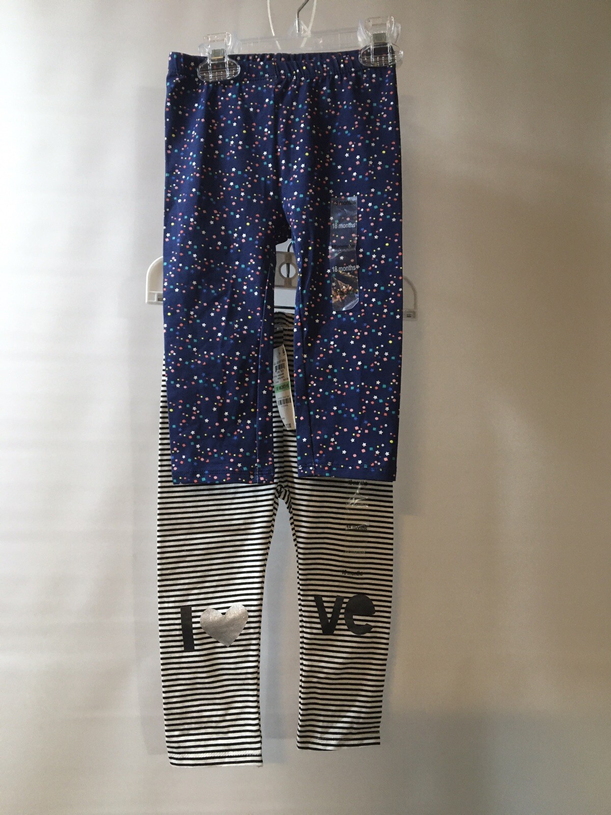 ALTRA First Impressions 2 pair girls leggings. Navy blue & black White 18 mths F11