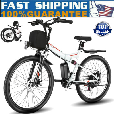 500W 26'' Folding Electric Bike Mountain Bicycle w/Li Battery Commuting Ebikes-US