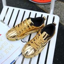 Men Gold Fashion Trend Sneakers Hip Hop Casual Tennis Sports Running Shoes